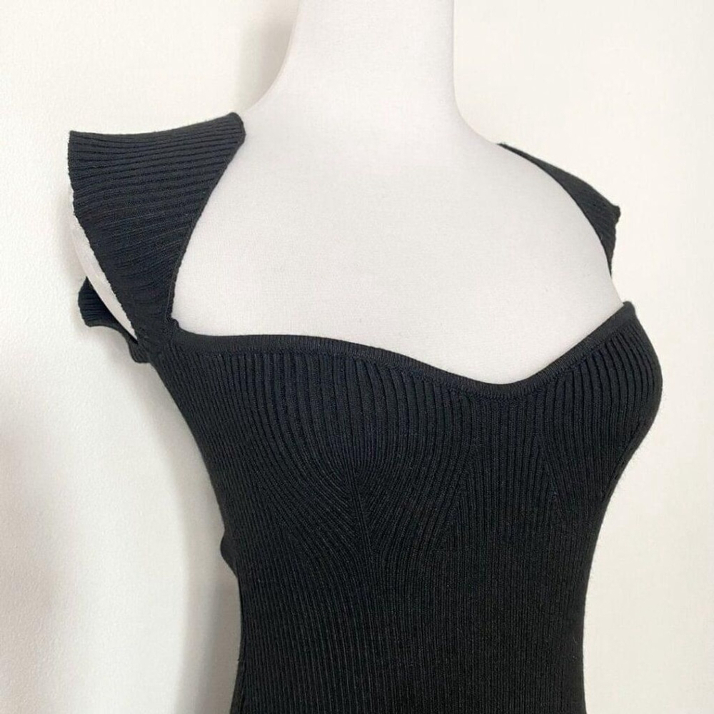 NWT PRINCESS POLLY EARTH CLUB LARISSA BLACK RIBBED KNIT MAXI DRESS - 12 - Picture 5 of 10